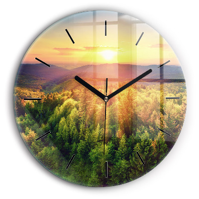 Fali üvegóra kerek 60cm Naplemente a dombok felett