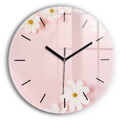 Egyedi üvegóra kerek 60cm Százszorszép virágok