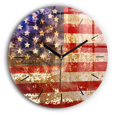 Kerek falióra 60cm Amerikai zászló vintage stílusban