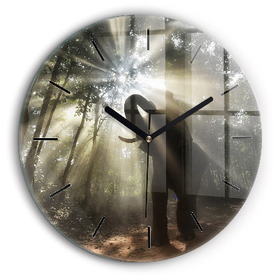 Kerek fali üvegóra 60cm Elefánt a dzsungelben