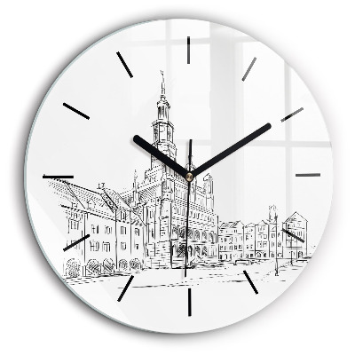Kerek falióra 60cm Poznań óvárosának vázlata