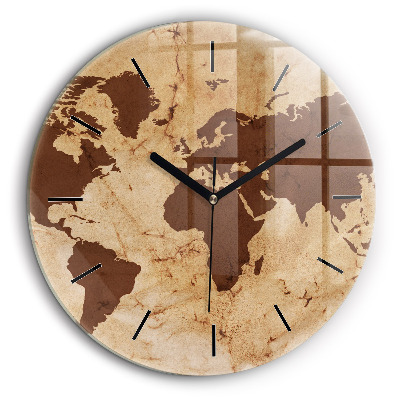 Kerek fali üvegóra 60cm Vintage világtérkép