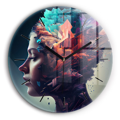 Egyedi üvegóra kerek 60cm Absztrakt nő