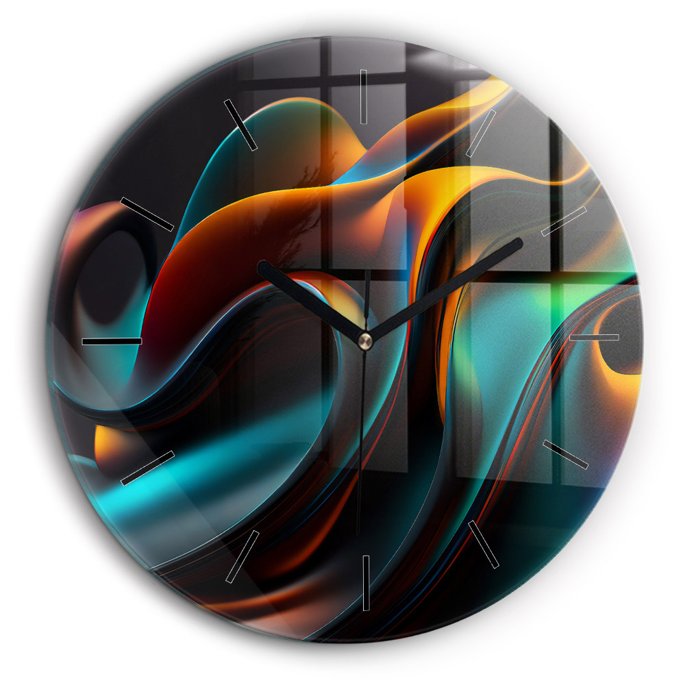 Egyedi üvegóra kerek 60cm Futurisztikus hullám