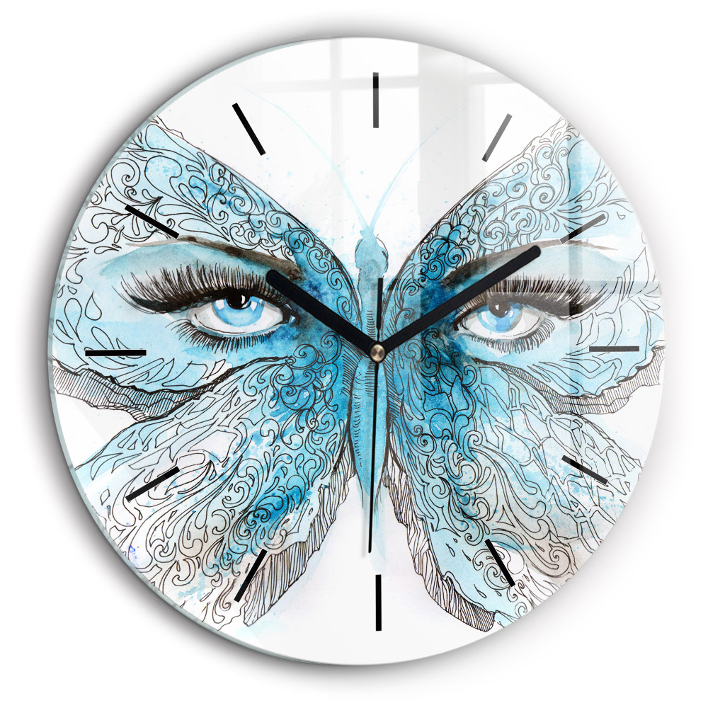 Kerek fali üvegóra 60cm Pillangó alakú arc