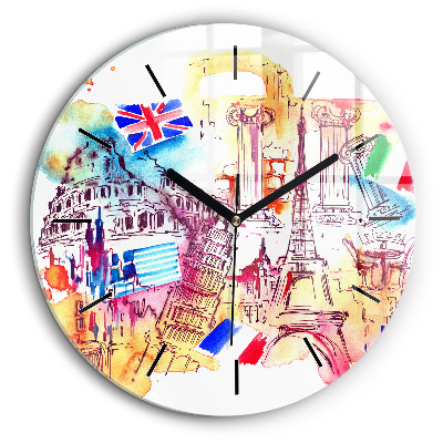 Kerek üvegóra 60cm A világ vonzó országai