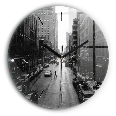 Kerek üvegóra 60cm Chicago város utcái