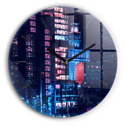 Kerek fali üvegóra 60cm Varsó éjszaka